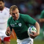 Ireland's Keith Earls runs with the ball on his way to scoring a try during their Rugby World Cup Pool C match against Russia at Rotorua International Stadium in Rotorua