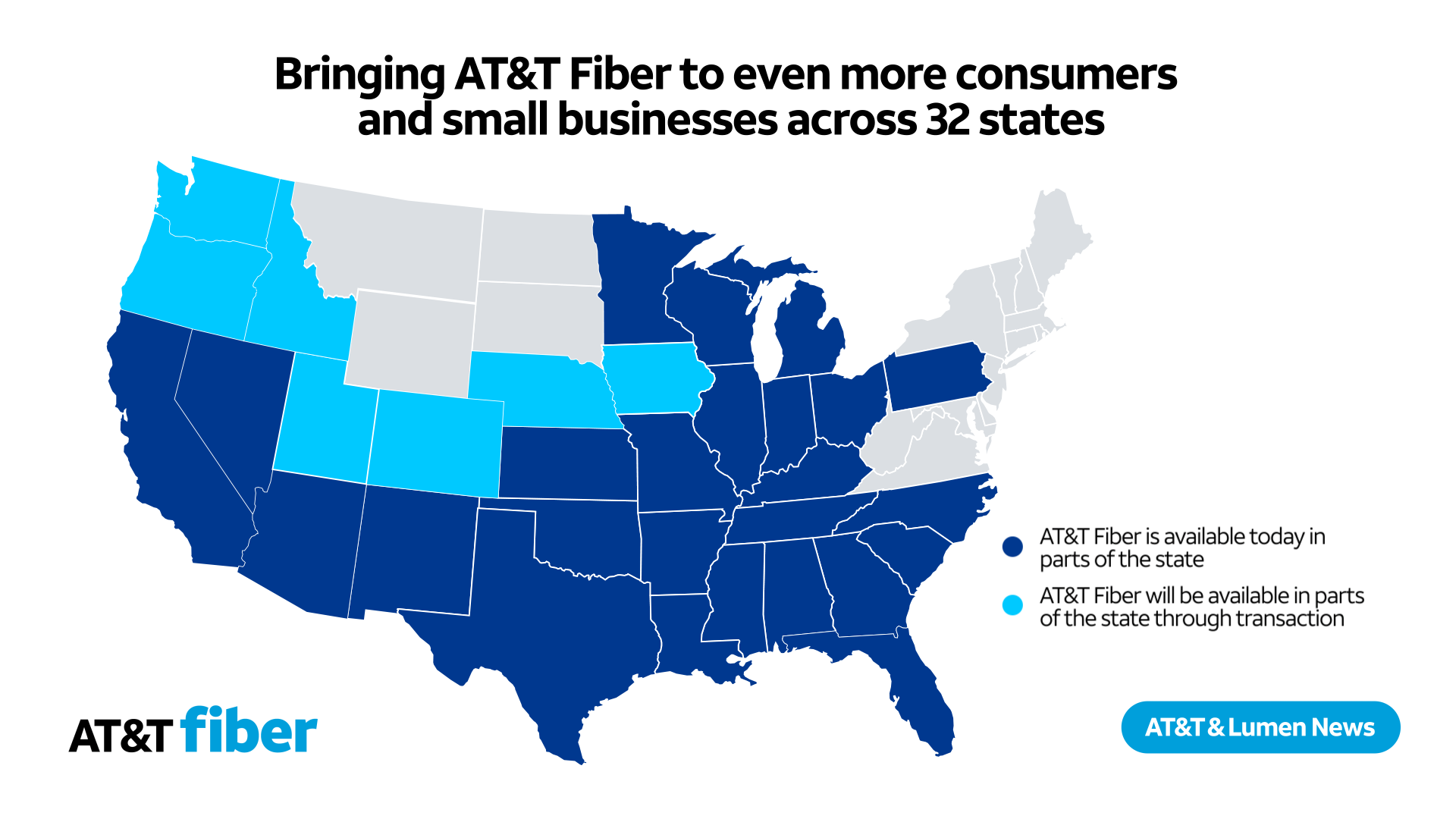 AT amp T buys Lumen s consumer fibre - Att Lumen Transaction Fiber Map 